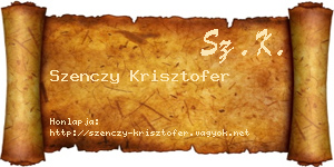 Szenczy Krisztofer névjegykártya